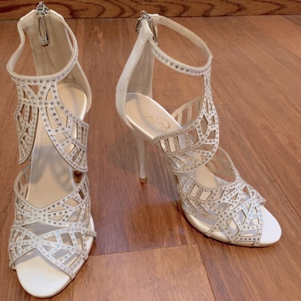 White Embellished Heels